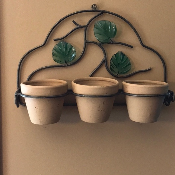 Decorative Planter Wall Sconce w/ Clay Pots - Picture 2 of 3
